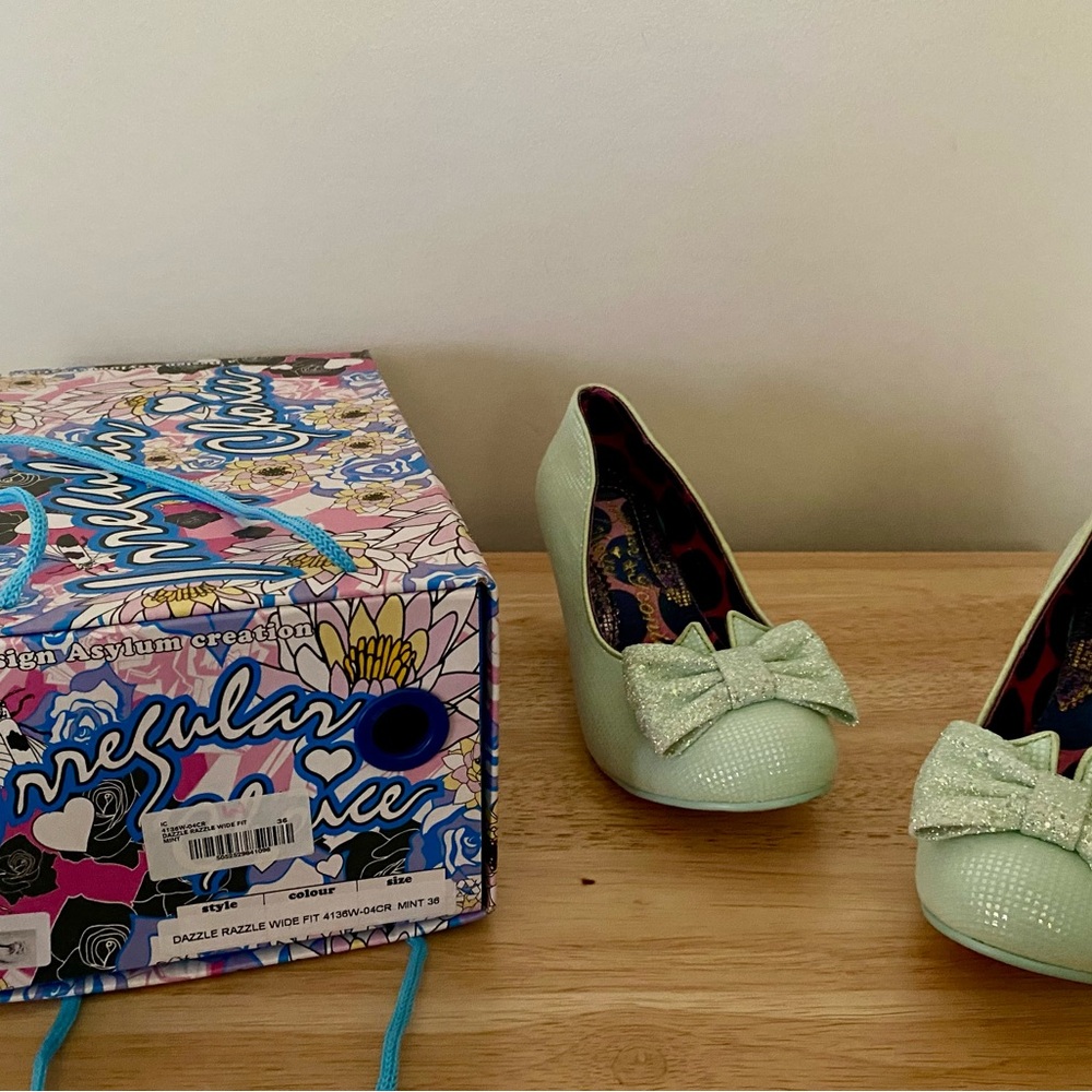 Irregular Choice Mint Green Bow Heels